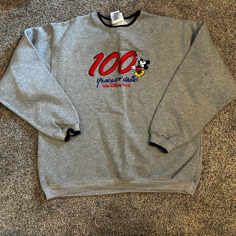 Disney Gray 100 Years Mickey Crewneck Sweater